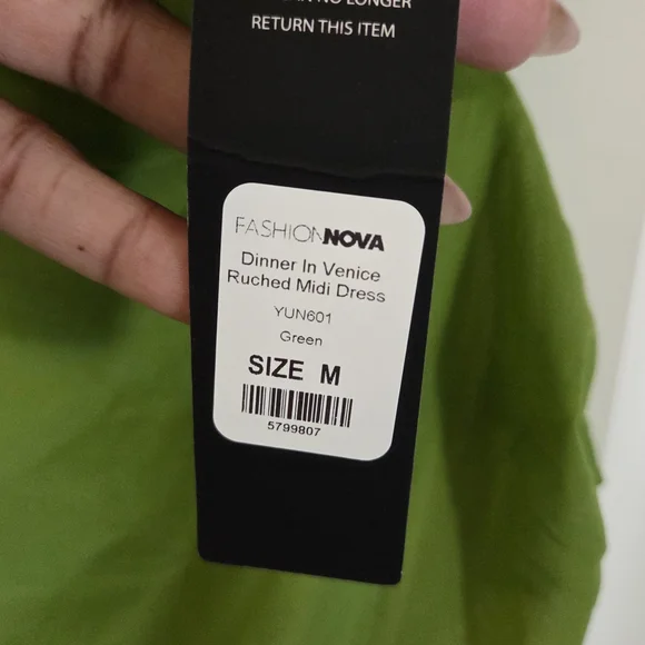 Fashion Nova Lime Green One-Shoulder Cutout Ruched Midi Dress - Picture 6 of 6